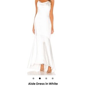 Elliatt White Satin Cowl-Neck Aisle Wedding Dress
